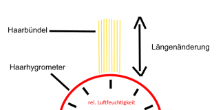 Haarhygrometer - Aufbau, Funktion, kaufen, Kalibrierung, eichen, Eichung, einstellen, justieren, Präzisions-Haarhygrometer, blondes Haar, Echthaar, funktionsweise, Preis